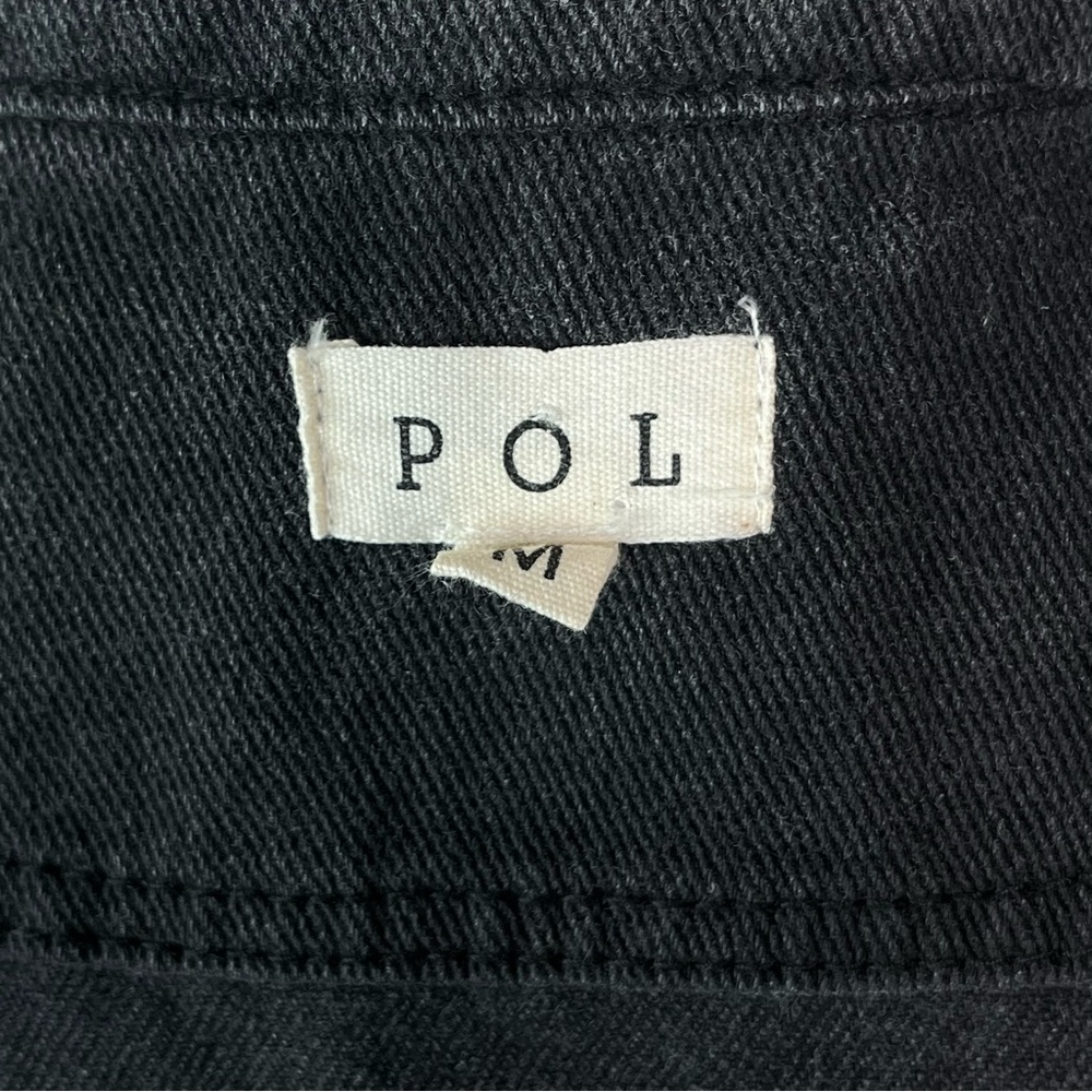 POL Star Spangled Kisses Washed Black Distressed Denim Jean Jacket M Boho - Picture 5 of 9